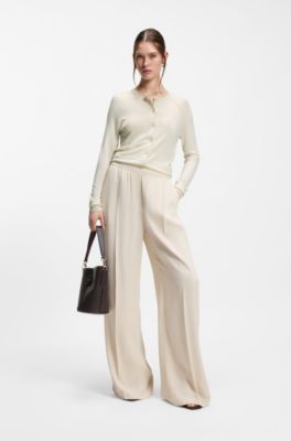 Cardigan en laine m&eacute;rinos tr&egrave;s fine, Blanc