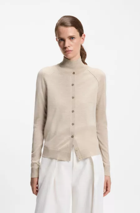 Button-up cardigan in extra-fine merino wool