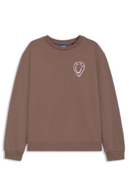 Sweat unisexe &agrave; motif artistique HUGO Happy, Marron
