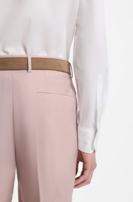 Easy-iron regular-fit shirt in stretch-cotton poplin, White