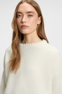 Wool-blend sweater in an oversized fit, White