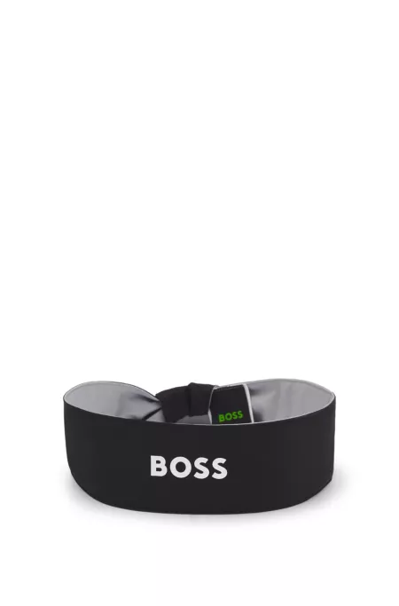 Sports headband in stretch twill with printed logo