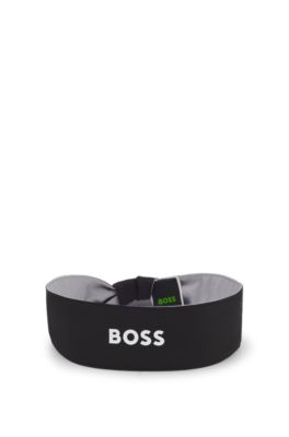 Sports headband in stretch twill with printed logo, Black