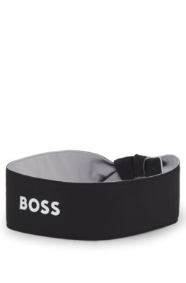 Twill headband with logo detail, Black