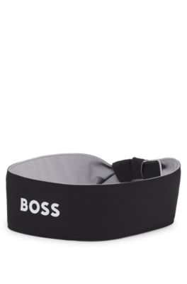 Cinta deportiva para la cabeza en sarga el&aacute;stica con logo estampado, Negro