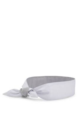 Cinta deportiva para la cabeza en sarga el&aacute;stica con logo estampado, Blanco