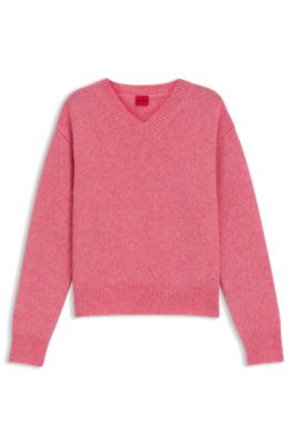 Logo-detail sweater in a wool blend, Pink