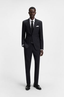 Printed slim-fit shirt in Oxford stretch cotton, White