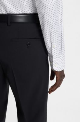 Printed slim-fit shirt in Oxford stretch cotton, White