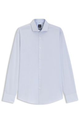 Camisa regular fit de algod&oacute;n con estructura, Celeste