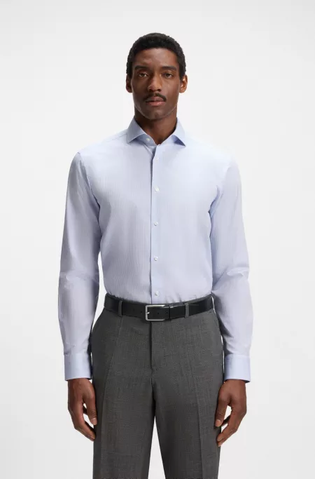 Regular-fit shirt in structured cotton