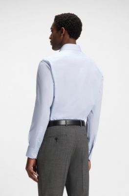 Camisa regular fit de algod&oacute;n con estructura, Celeste