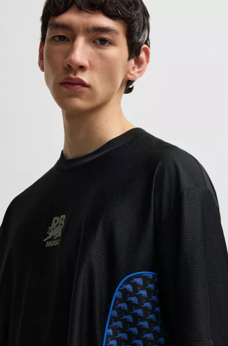 HUGO x RB structured-jersey T-shirt with piping details