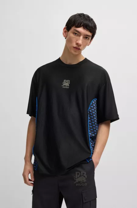 HUGO x RB structured-jersey T-shirt with piping details