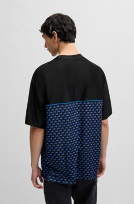 HUGO x RB structured-jersey T-shirt with piping details, Black