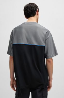 HUGO x RB structured-jersey T-shirt with piping details, Dark Grey