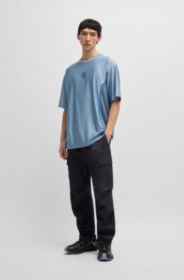 HUGO x RB structured-jersey T-shirt with piping details, Blue