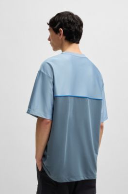 HUGO x RB structured-jersey T-shirt with piping details, Blue