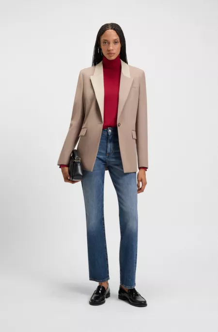 Blue slim-fit jeans in marbled comfort-stretch denim