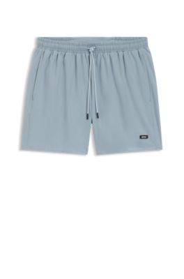 Short de bain avec badge logot&eacute; en gomme, bleu clair