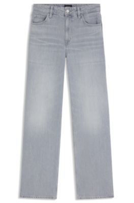 Relaxed-fit jeans in grey-blue denim, Gris oscuro