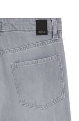 Relaxed-fit jeans in grey-blue denim, Gris oscuro