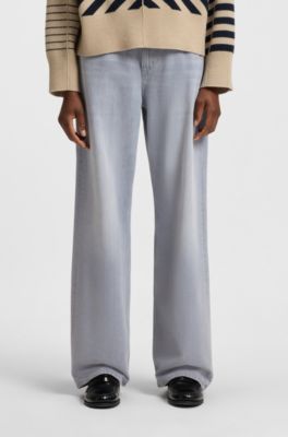 Relaxed-fit jeans in grey-blue denim, Gris oscuro