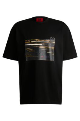 HUGO - HUGO x RB cotton-jersey T-shirt with racing print - Black