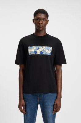 Logo-artwork T-shirt in cotton jersey, Black