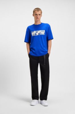 Logo-artwork T-shirt in cotton jersey, Light Blue