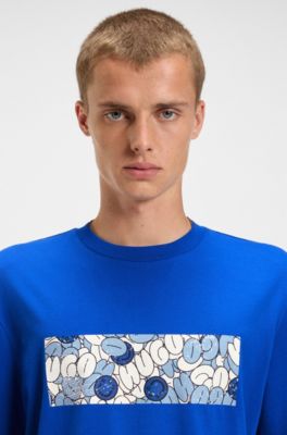 Logo-artwork T-shirt in cotton jersey, Light Blue