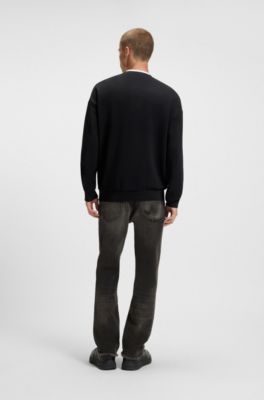 Sudadera de felpa de algod&oacute;n con ilustraci&oacute;n de la marca estampada, Negro
