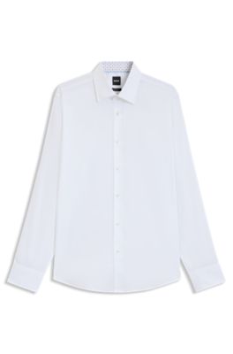 Camisa regular fit en popel&iacute;n de algod&oacute;n de planchado f&aacute;cil, Blanco