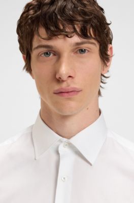 Easy-iron regular-fit shirt in cotton poplin, White