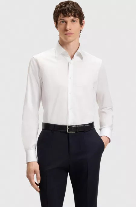 Easy-iron regular-fit shirt in cotton poplin