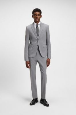 Camisa slim fit en algod&oacute;n el&aacute;stico con microestampado, Blanco