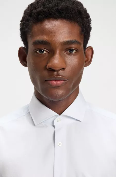 Micro-patterned slim-fit shirt in stretch cotton