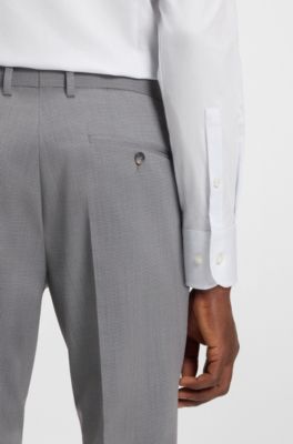 Camisa slim fit en algod&oacute;n el&aacute;stico con microestampado, Blanco