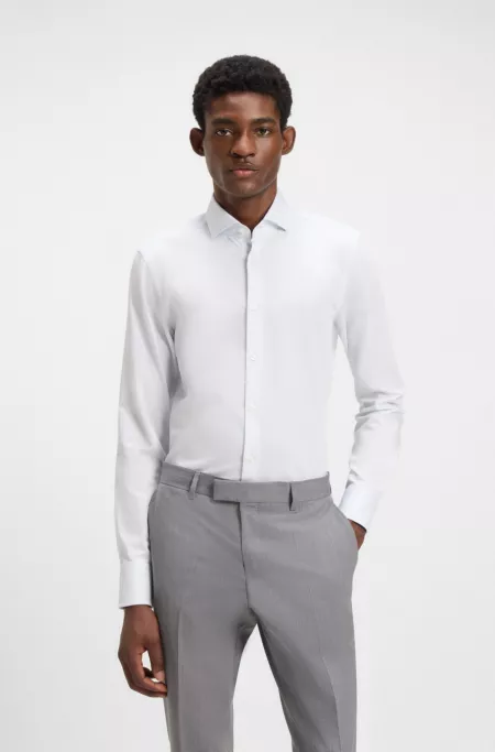 Micro-patterned slim-fit shirt in stretch cotton