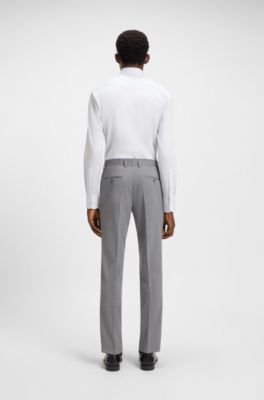 Camisa slim fit en algod&oacute;n el&aacute;stico con microestampado, Blanco