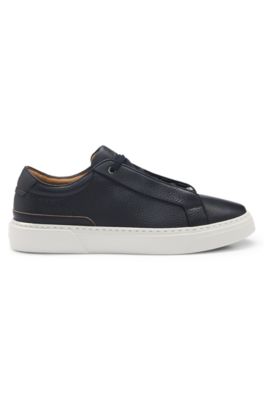 Gary trainers in grained leather, Dark Blue