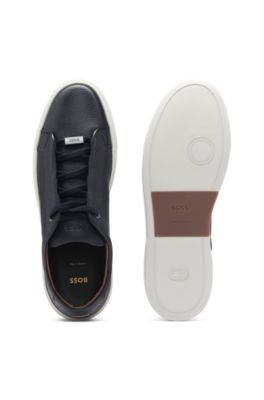 Gary trainers in grained leather, Dark Blue