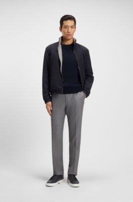 Gary trainers in grained leather, Dark Blue