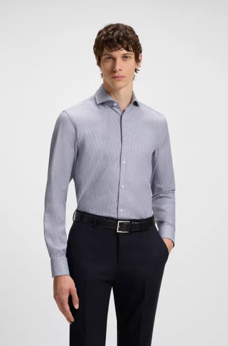 Slim-fit shirt in structured cotton
