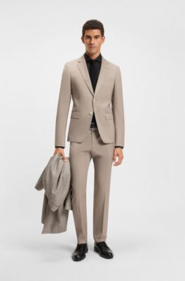 Slim-fit shirt in Italian-made structured cotton, Black