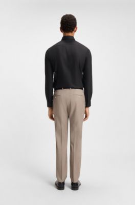 Camisa slim fit de algod&oacute;n italiano estructurado, Negro