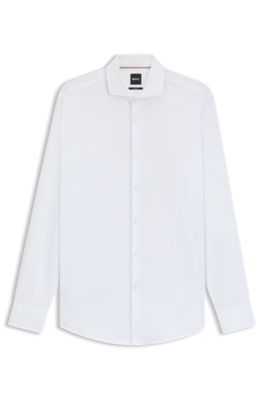Slim-fit shirt in Italian-made structured cotton, White