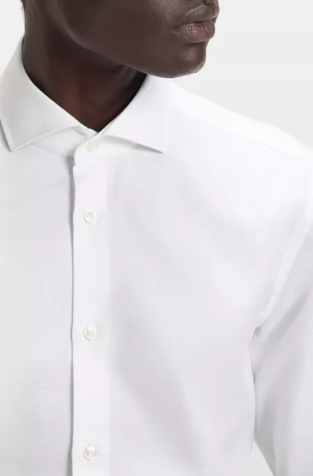 Slim-fit shirt in Italian-made structured cotton