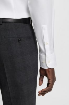 Camisa slim fit de algod&oacute;n italiano estructurado, Blanco