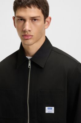 Oversized fit shirt in cotton twill, Black